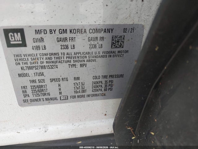 KL79MPS27MB153274 Chevrolet Trailblazer Fwd Lt