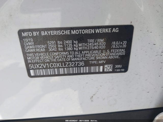 5UX2V1C0XLLZ32736 BMW X4 Xdrive30i
