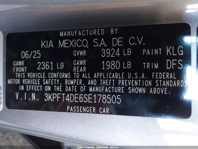 KIA K4 Lxs 2025 3KPFT4DE6SE178505 Image 9