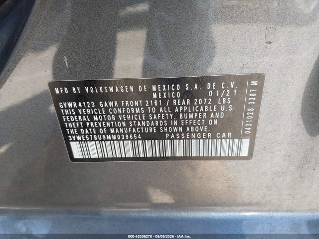 Продаж на аукціоні авто 2021 Volkswagen Jetta 1.4t Sel, vin: 3VWE57BU9MM039654, номер лоту: 45306270