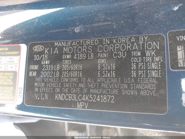 Продажа на аукционе авто 2019 Kia Niro Lx, vin: KNDCB3LC4K5241872, номер лота: 45306306