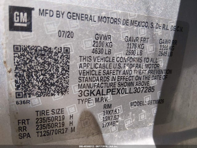 Продажа на аукционе авто 2020 Gmc Terrain Fwd Slt, vin: 3GKALPEX0LL307285, номер лота: 45306312