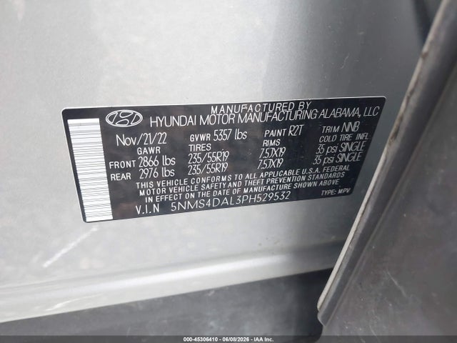 Aukcja sprzedaży 2023 Hyundai Santa Fe Limited, vin: 5NMS4DAL3PH529532, numer aukcji: 45306410