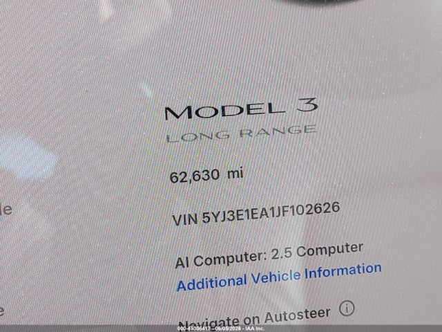 Продажа на аукционе авто 2018 Tesla Model 3 Long Range/mid Range, vin: 5YJ3E1EA1JF102626, номер лота: 45306417