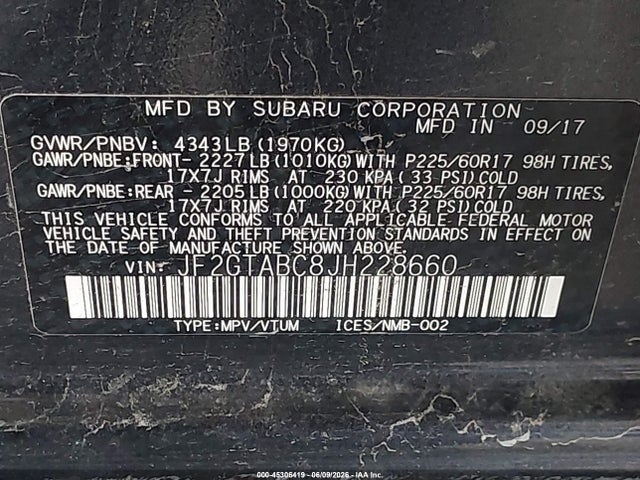 Subaru Crosstrek 2.0i Premium 2018 JF2GTABC8JH228660 Image 9