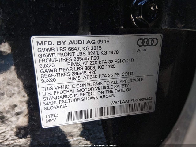 WA1LAAF77KD009403 Audi Q7 55 Premium