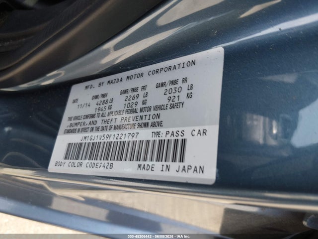 2015 Mazda Mazda6 მანქანა იყიდება აუქციონზე, vin: JM1GJ1V59F1221797, აუქციონის ნომერი: 45306442