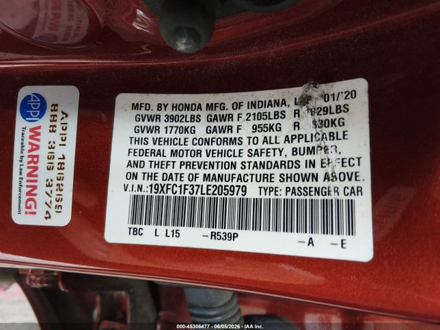 19XFC1F37LE205979 Honda CIVIC EX