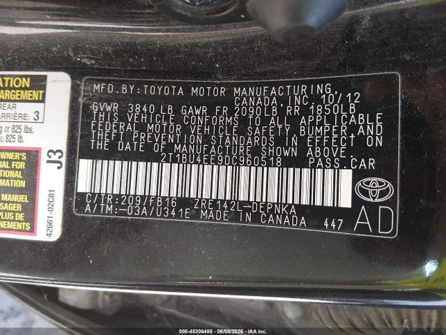 Продаж на аукціоні авто 2013 Toyota Corolla Le, vin: 2T1BU4EE9DC960518, номер лоту: 45306488
