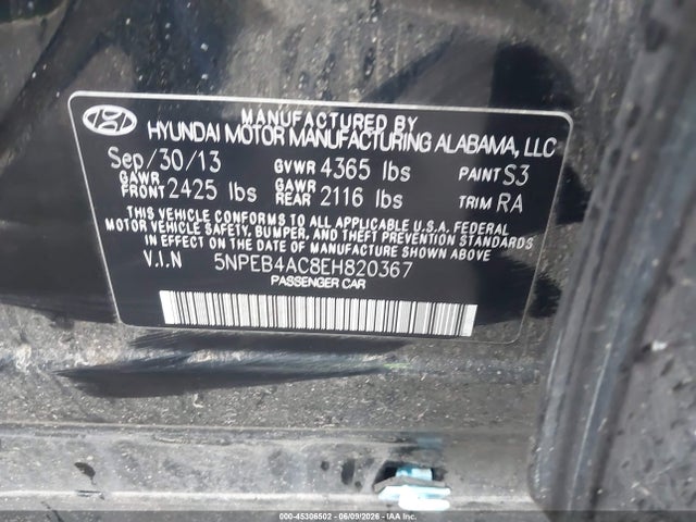 Hyundai SONATA GLS 2014 5NPEB4AC8EH820367 Image 9