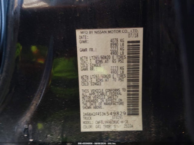 1N6BA1F45JN549829 Nissan Titan Xd Sl Diesel