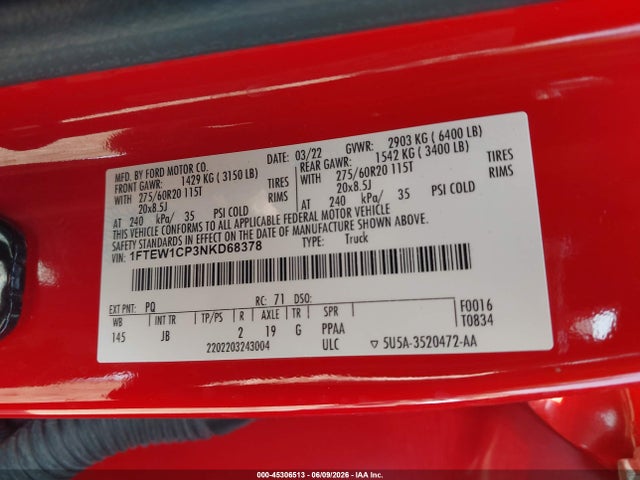 Ford F-150 Xl 2022 1FTEW1CP3NKD68378 Image 9