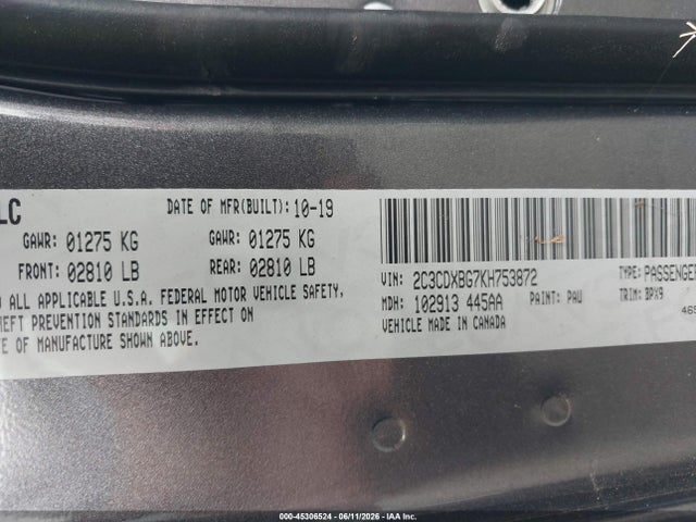 Dodge Charger Sxt Rwd 2019 2C3CDXBG7KH753872 Image 9