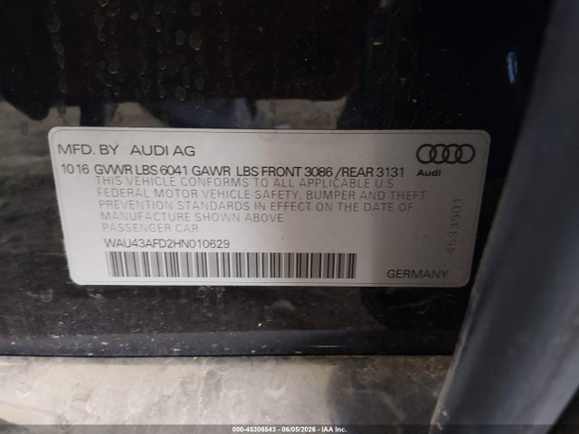 Audi A8 L Sport 2017 WAU43AFD2HN010629 Image 9