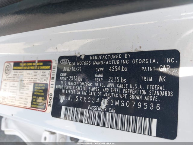 KIA K5 EX 2021 5XXG34J23MG079536 Image 9