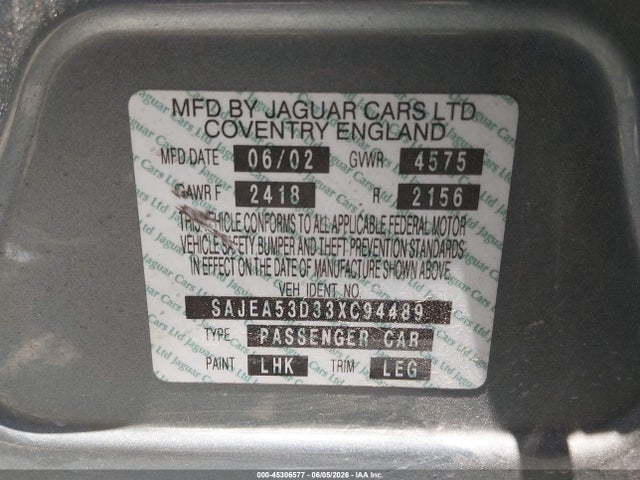 Aukcja sprzedaży 2003 Jaguar X-type 2.5, vin: SAJEA53D33XC94489, numer aukcji: 45306577