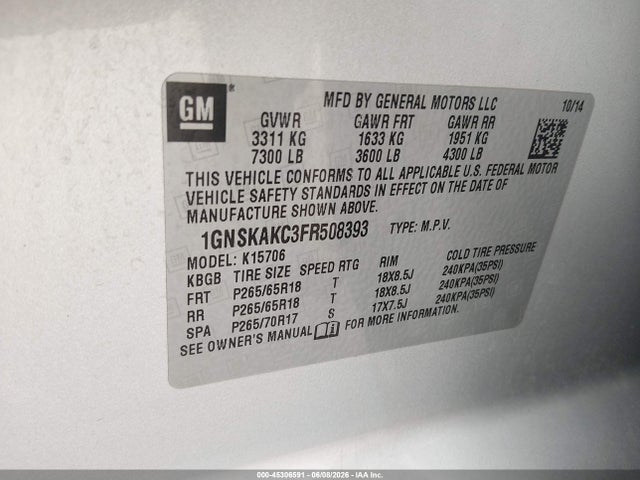 Chevrolet Tahoe Ls 2015 1GNSKAKC3FR508393 Image 9