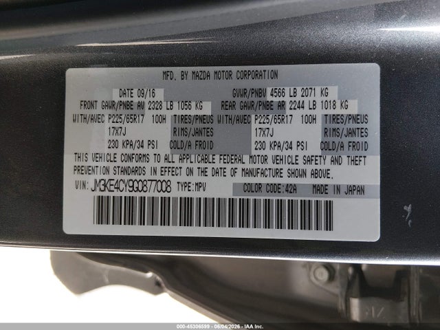 Aukcja sprzedaży 2016 Mazda Cx-5 Touring, vin: JM3KE4CY9G0877008, numer aukcji: 45306599