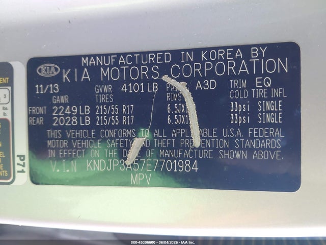 KIA SOUL + 2014 KNDJP3A57E7701984 Image 9