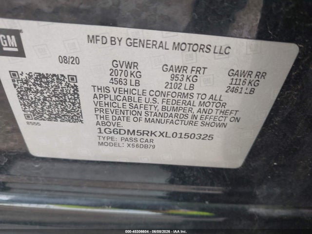 2020 Cadillac Ct5 Luxury მანქანა იყიდება აუქციონზე, vin: 1G6DM5RKXL0150325, აუქციონის ნომერი: 45306604