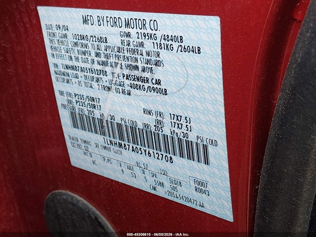Продаж на аукціоні авто 2005 Lincoln Ls V8, vin: 1LNHM87A05Y612708, номер лоту: 45306610