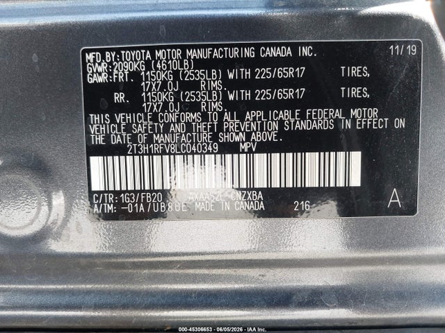Toyota RAV4 LE 2020 2T3H1RFV8LC040349 Image 9