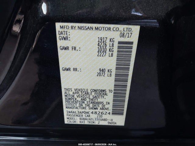 Nissan Altima 2.5 Sr 2017 1N4AL3AP0HC482624 Image 9