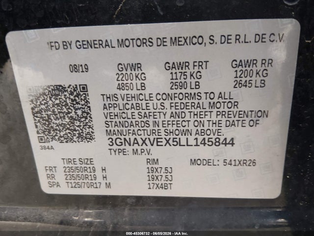 3GNAXVEX5LL145844 Chevrolet Equinox Awd Lt 2.0l Turbo