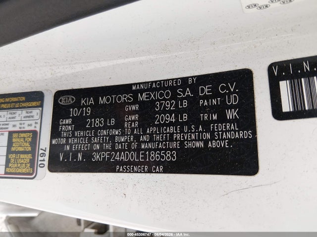 KIA Forte Lxs 2020 3KPF24AD0LE186583 Image 9