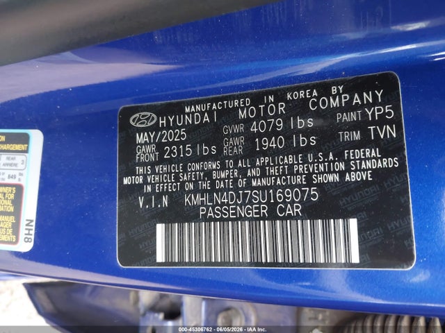 Продаж на аукціоні авто 2025 Hyundai Elantra Hybrid Limited, vin: KMHLN4DJ7SU169075, номер лоту: 45306762