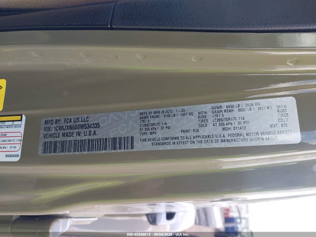 Продаж на аукціоні авто 2025 Jeep Wrangler 4xe Willys '41 4xe, vin: 1C4RJXN60SW534335, номер лоту: 45306815