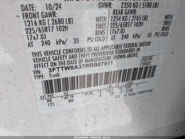 3FTTW8A37RRB67911 Ford Maverick Xl