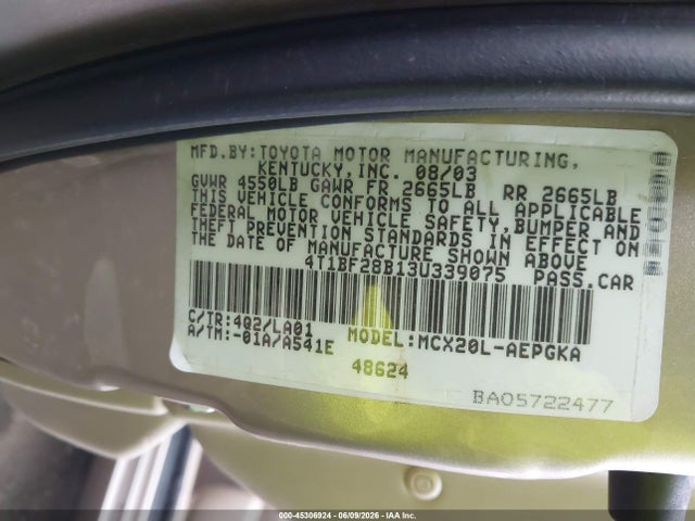 Продажа на аукционе авто 2003 Toyota Avalon Xls, vin: 4T1BF28B13U339075, номер лота: 45306924