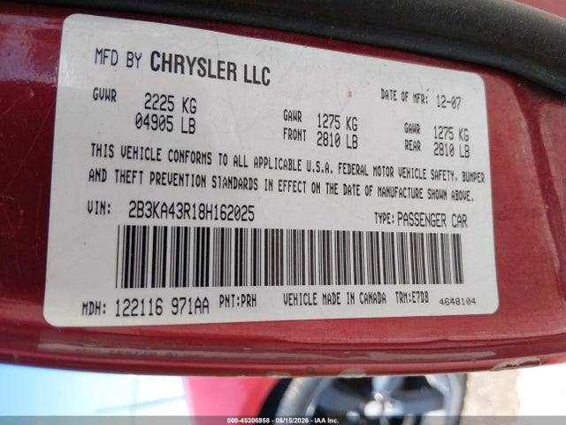 Aukcja sprzedaży 2008 Dodge Charger, vin: 2B3KA43R18H162025, numer aukcji: 45306958