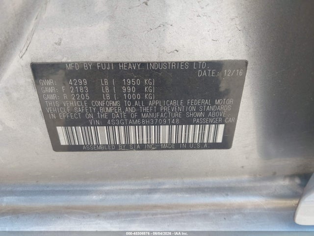 4S3GTAM68H3709148 Subaru Impreza 2.0i Sport