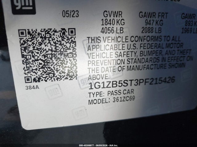1G1ZB5ST3PF215426 Chevrolet Malibu Fwd Ls