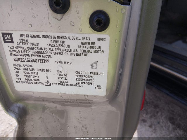 45306983 :رقم المزاد ، 3GNEC16Z84G122798 vin ، 2004 Chevrolet Suburban 1500 Lt مزاد بيع