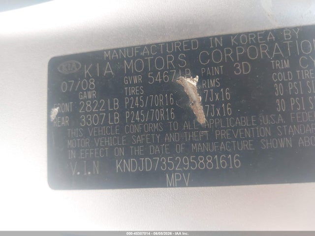 Aukcja sprzedaży 2009 Kia Sorento Lx, vin: KNDJD735295881616, numer aukcji: 45307014