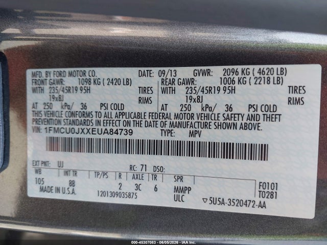 Ford Escape Titanium 2014 1FMCU0JXXEUA84739 Image 9