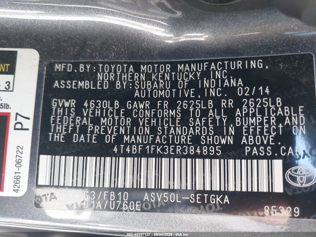 Toyota CAMRY XLE 2014 4T4BF1FK3ER384895 Image 9