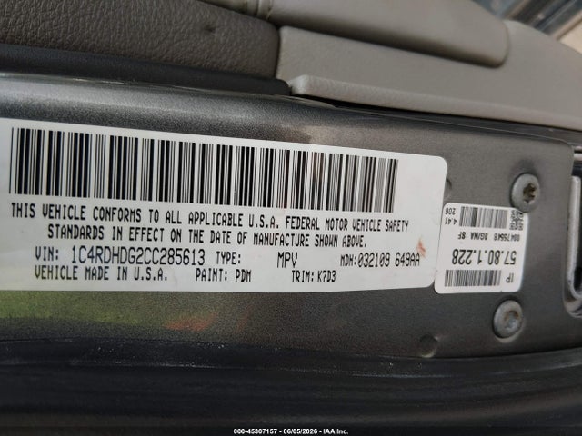 Aukcja sprzedaży 2012 Dodge Durango Crew, vin: 1C4RDHDG2CC285613, numer aukcji: 45307157
