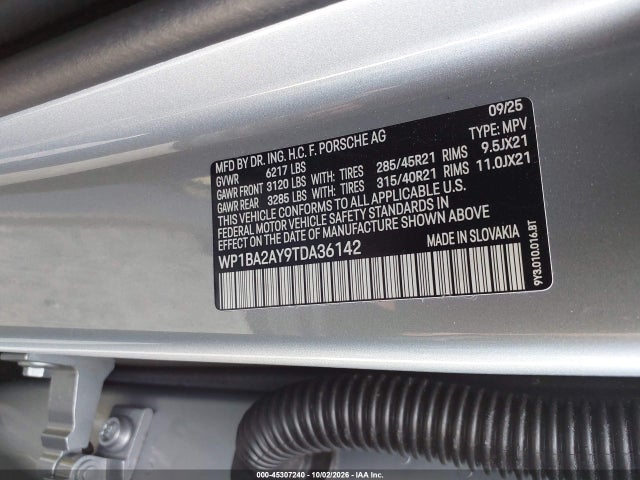 Продажа на аукционе авто 2026 Porsche Cayenne, vin: WP1BA2AY9TDA36142, номер лота: 45307240