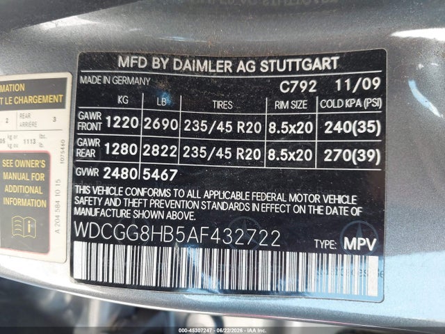 Продажа на аукционе авто 2010 Mercedes-benz Glk 350 4matic, vin: WDCGG8HB5AF432722, номер лота: 45307247
