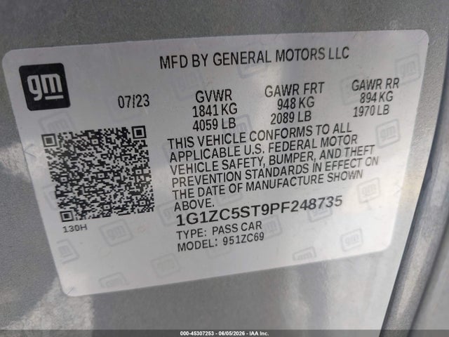 1G1ZC5ST9PF248735 Chevrolet Malibu Fwd 1fl