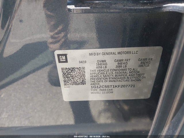 1G1ZC5ST1KF207721 Chevrolet Malibu 1fl