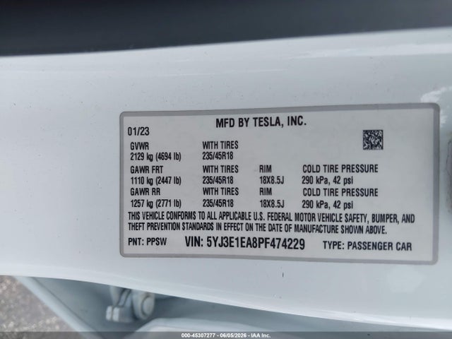Tesla Model 3 Rear-wheel Drive 2023 5YJ3E1EA8PF474229 Image 9