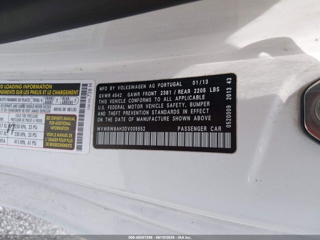 Продаж на аукціоні авто 2013 Volkswagen Eos Komfort, vin: WVWBW8AH3DV005552, номер лоту: 45307296