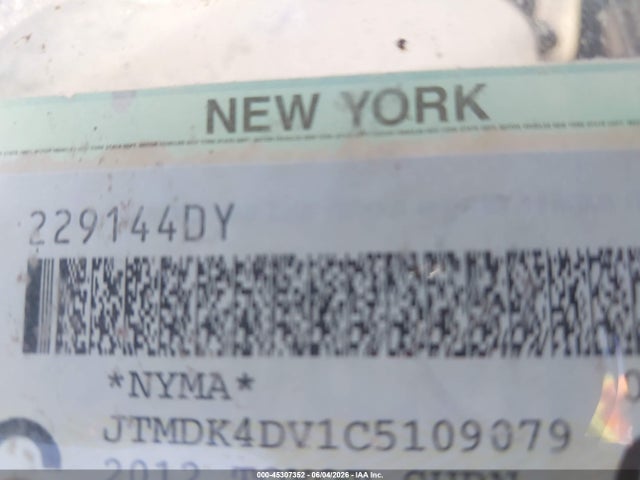 Aukcja sprzedaży 2012 Toyota Rav4 Limited V6, vin: JTMDK4DV1C5109079, numer aukcji: 45307352