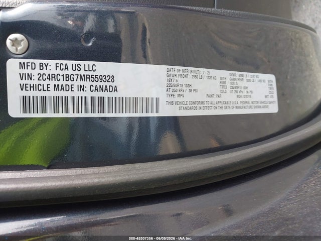 Продажа на аукционе авто 2021 Chrysler Pacifica Touring L, vin: 2C4RC1BG7MR559328, номер лота: 45307356
