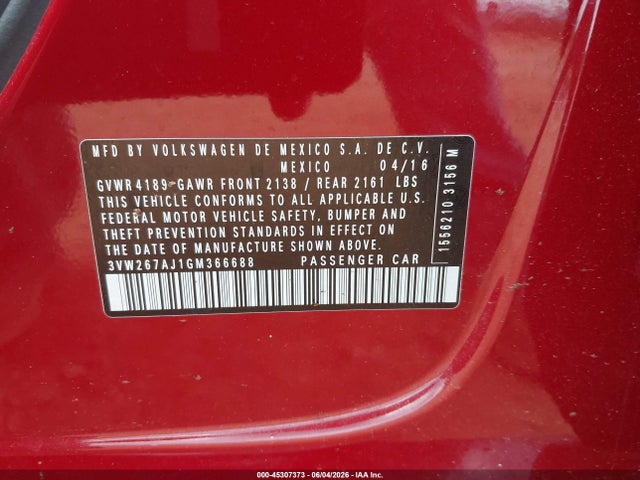 3VW267AJ1GM366688 Volkswagen Jetta 1.4t S